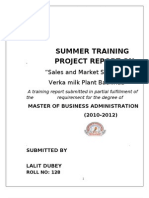 Summer Training Project Report On: "Sales and Market Shares of Verka Milk Plant Bathinda"