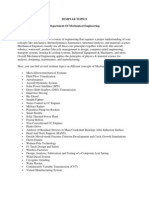 Seminar Topics Department of Mechanical Engineering