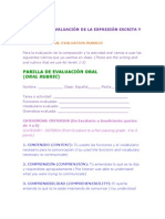 Rúbricas de Evaluación de La Expresión Escrita y Oral