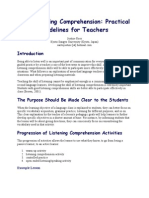 ESL Listening Comprehension - Practical Guidelines For Teachers