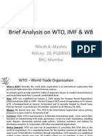 Brief Analysis On WTO, IMF & WB