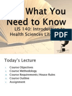 LIS 140: Introduction To Health Sciences Literature