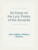 An Essay on the Lyric Poetry of the Ancients