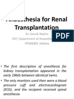 Anaesthesia For Renal Transplantation