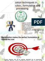 Optimization in Pharmaceutics & Processing