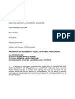 Prohibition On Movement of Vessels in Waters Surrounding: (A) Jurong Island (B) Pulau Busing & Pulau Bukom (C) Pulau Sebarok & Shell SBM and (D) Sembawang Wharves and Approaches Thereto