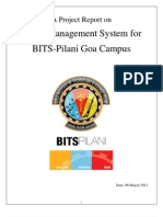 Water Management System For BITS-Pilani Goa Campus: A Project Report On