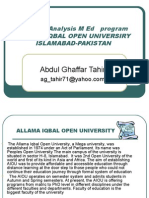 SWOT Analysis M. Ed Program Allam Iqbal Open by Abdul Ghaffar Tahir