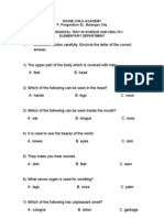 Divine Child Academy P. Panganiban ST., Batangas City First Periodical Test in Science and Health I Elementary Department