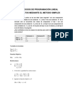 Ejercicios de Programacion Lineal Resueltos Mediante El Metodo Simplex