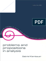 Gabriel Klambauer Problems and Propositions in Analysis Lecture Notes in Pure and Applied Mathematics 1979 PDF