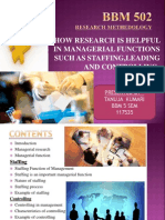How Research Is Helpful in Managerial Functions Such As Staffing, Leading and Controlling
