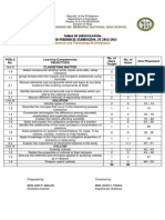 Table of Specification 3rd Grad 2012-13