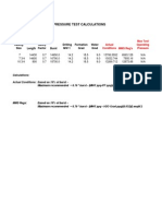 Casing Pressure Test Calculations: Casing Size Length Safety Factor Burst Drilling MW1 Formation Grad Water Grad