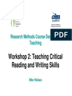 Workshop 2: Teaching Critical Reading and Writing Skills