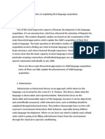 Theoretical Approaches To Explaining First Language Acquisition