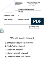 Financial Mathematics Course FIN 118 Unit Course 4 Number Unit Integral Calculus Unit Subject