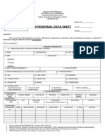 PNP Personal Data Sheet: Current 2 X 2 Colored Picture in Uniform With White Background Showing Rank and Name