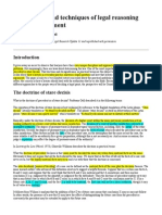 Stare Decisis and Techniques of Legal Reasoning and Legal Argument