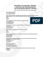 Test de Informática. El Ordenador. Sistema Operativo. Estructura de Almacenamiento. Aplicaciones de Propósito General. Internet