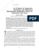 Attention To Evidence of Aggressive Financial Reporting and Intentional Misstatement Judgments Effects of Experience and Trust