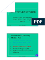 Manufacturing Systems: Concurrent Engineering Failure Mode & Effect Analysis (FMEA)