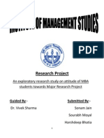 Research Project: An Exploratory Research Study On Attitude of MBA Students Towards Major Research Project