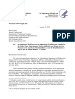 HHS DOJ Mass DCF Letter Sara Gordon Ada Inevtigation Jan 2015