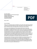 Letter To Debra Dykhuis Regarding IRB Decisions Regarding Robert Huber and Bifeprunox Study May 11 2015