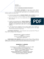 Affidavit of Acknowledgment/Paternity: Modesto T. Andong