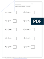 Multiplying Mixed Numbers Worksheet