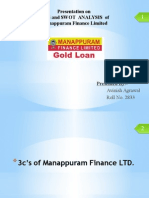 Presentation On 3C'S and Swot Analysis of Manappuram Finance Limited