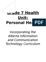 Grade 7 Health Unit: Personal Health: Incorporating The Alberta Information and Communication Technology Curriculum