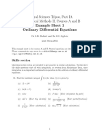Example Sheet For Ordinary Differential Equations