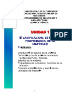 Unidad 1. Clasificacion, Estados y Propiedades de La Materia