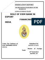 Role of Exim Bank in Export Financing in India: Dissertation Report