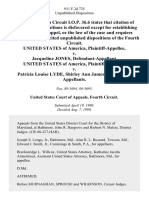 United States v. Jacqueline Jones, United States of America v. Patricia Louise Lyde, Shirley Ann James, 911 F.2d 725, 4th Cir. (1990)