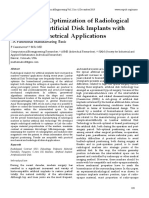 Experimental Optimization of Radiological Markers For Artificial Disk Implants With Imaging/Geometrical Applications