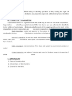 I. Corporation: 1. Place of Investigation 2. Citizenships of Stockholders 3. Ground For The Rule