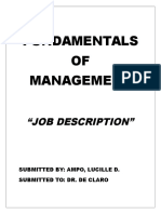 Fundamentals OF Management: "Job Description"