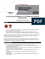 Cross Cultural Intelligence in The Malaysian Working Environment