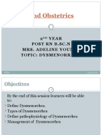 Gynae and Obstetrics Nursing: 2 Year Post RN B.SC.N Mrs. Adeline Younas Topic: Dysmenorrhea