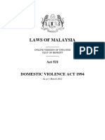 Act 521 Domestic Violence Act 1994 of Malaysia