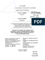 Motion to Augment and Correct the Record on Appeal by Attorney James Brosnahan: Susan Ferris v. David Ferris - Appeal Alleging Legal Error and Misconduct by Sacramento Superior Court Judge Matthew Gary - Appeal Subsequently Dismissed by 3rd District Court of Appeal Justice Cole Blease