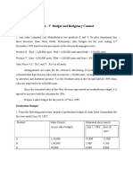 Unit - V Budget and Budgetary Control Problems