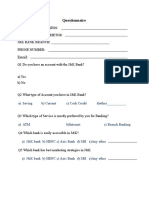 BANK SERVICES Questionnaire