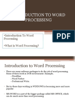 Introduction To Word Processing