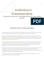 Introduction To Communication - Genderlect Theory of Deborah Tannen