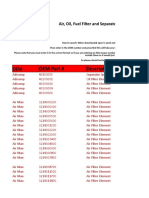 OEM Part # Description: Air, Oil, Fuel Filter and Separator Cross Reference List