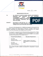 CSC - MC No. 22, S. 2016 - Amendment of CSC MC No. 10, S. 2012 On The Education Requirement For Faculty Positions in SUCs and LUCs PDF